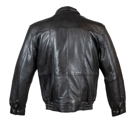 BOL Men's Double Pocket Leather Bomber Jacket