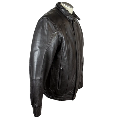 BOL Men's Double Pocket Leather Bomber Jacket