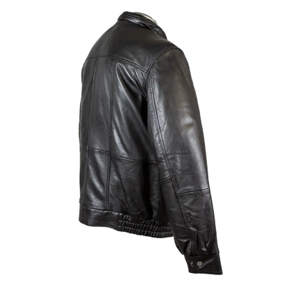 BOL Men's Double Pocket Leather Bomber Jacket