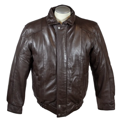 BOL Men's Double Pocket Leather Bomber Jacket