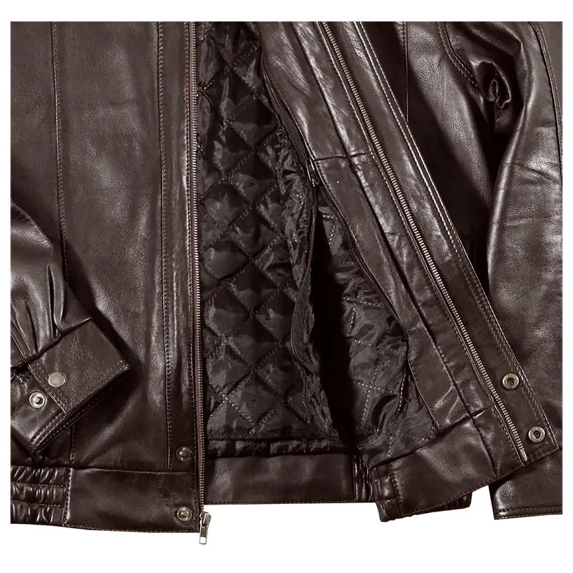BOL Men's Double Pocket Leather Bomber Jacket