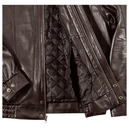 BOL Men's Double Pocket Leather Bomber Jacket