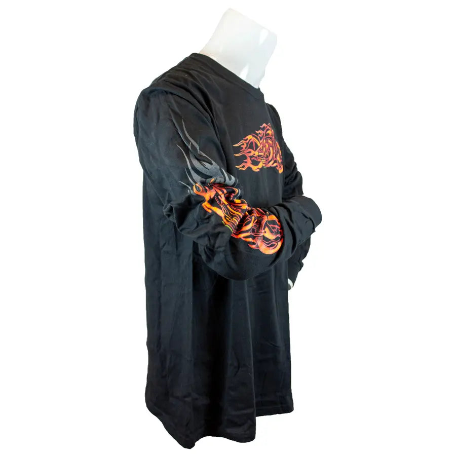 BOL Men's Flaming Bobber Motorcycle Long Sleeve Shirt