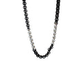 BOL Men's Two Tone Silver & Black Stainless Steel Chain Necklace