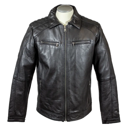 BOL Men's Zip Pocket Leather Jacket