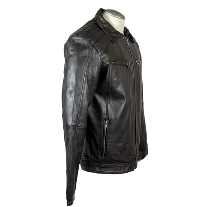 BOL Men's Zip Pocket Leather Jacket