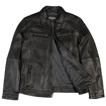 BOL Men's Zip Pocket Leather Jacket