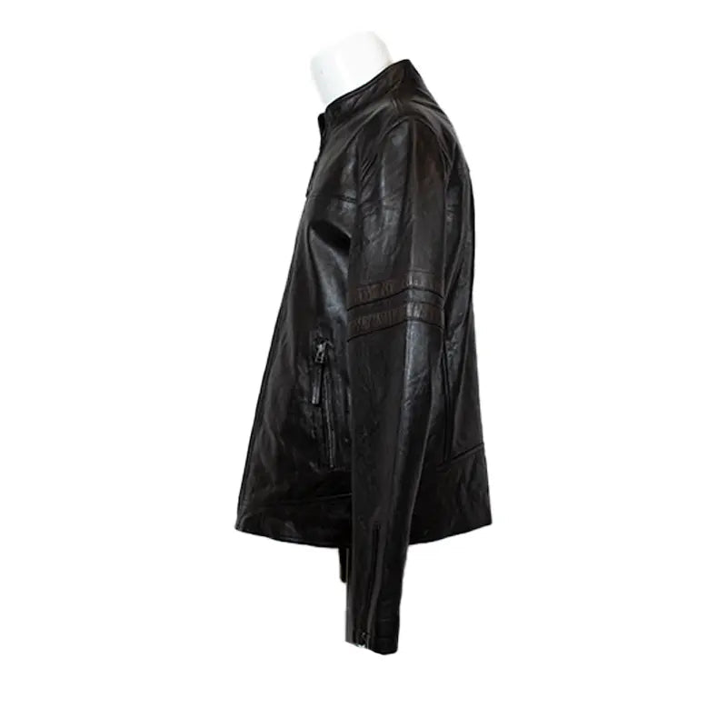BOL Men's Zip up Lamb Leather Jacket