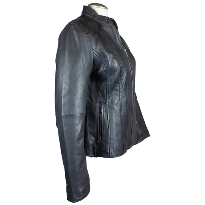 BOL Women's Basket Weave Accent Leather Jacket