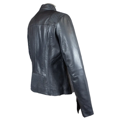 BOL Women's Basket Weave Accent Leather Jacket