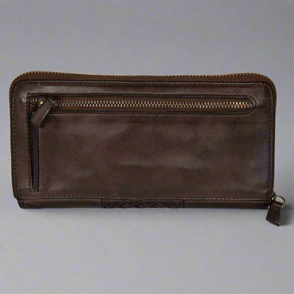 MET Women's Basket Weave Zip-Around Clutch Wallet