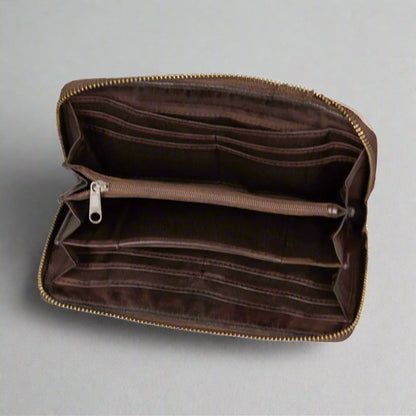 MET Women's Basket Weave Zip-Around Clutch Wallet