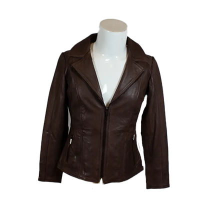 BOL Women's Classic Open Collar Leather Jacket