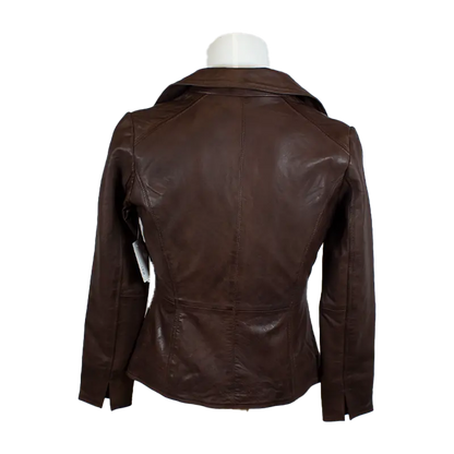 BOL Women's Classic Open Collar Leather Jacket