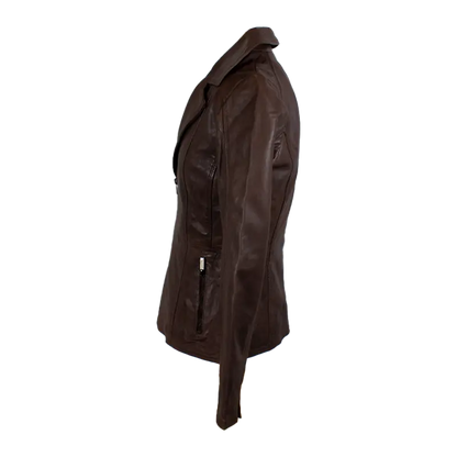 BOL Women's Classic Open Collar Leather Jacket