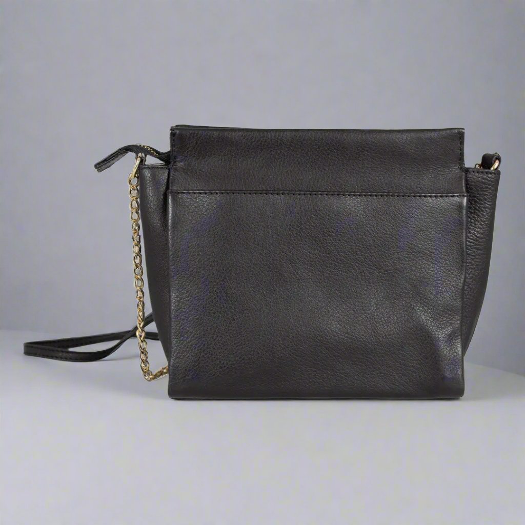 BOL Women's Cross Body Leather Bag with Chain and Leather Strap