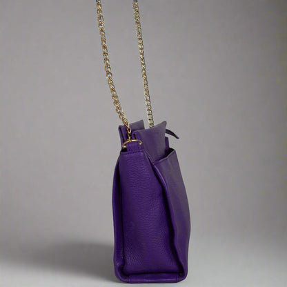 BOL Women's Cross Body Leather Bag with Chain and Leather Strap
