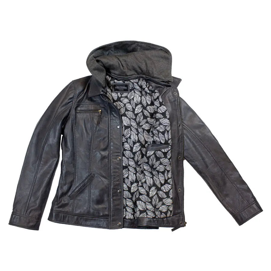 BOL Women's Removable Hood Leather Jacket