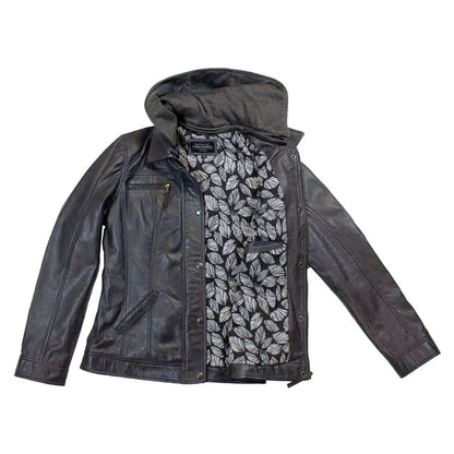 BOL Women's Removable Hood Leather Jacket