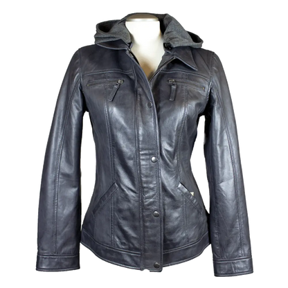 BOL Women's Removable Hood Leather Jacket