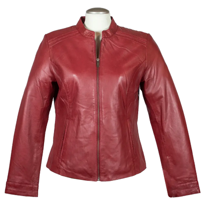 BOL Women's Round Collar Leather Jacket