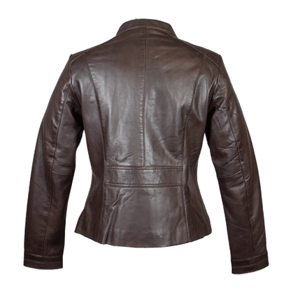 BOL Women's Round Collar Leather Jacket