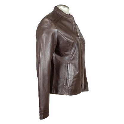 BOL Women's Round Collar Leather Jacket