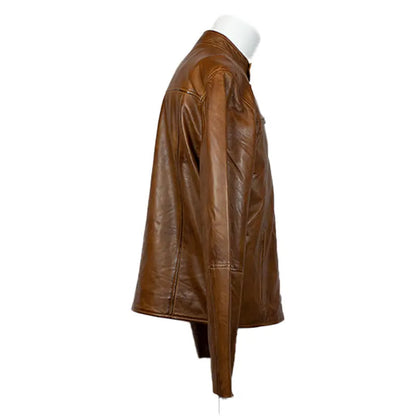 BOL Men's Snap Collar Lamb Leather Jacket