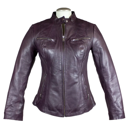 BOL Women's Zip Pocket Leather Jacket