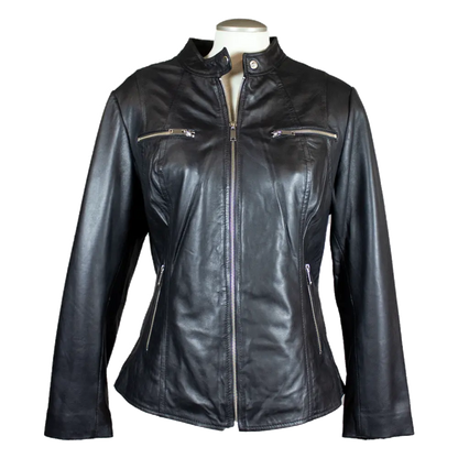 BOL Women's Zip Pocket Leather Jacket