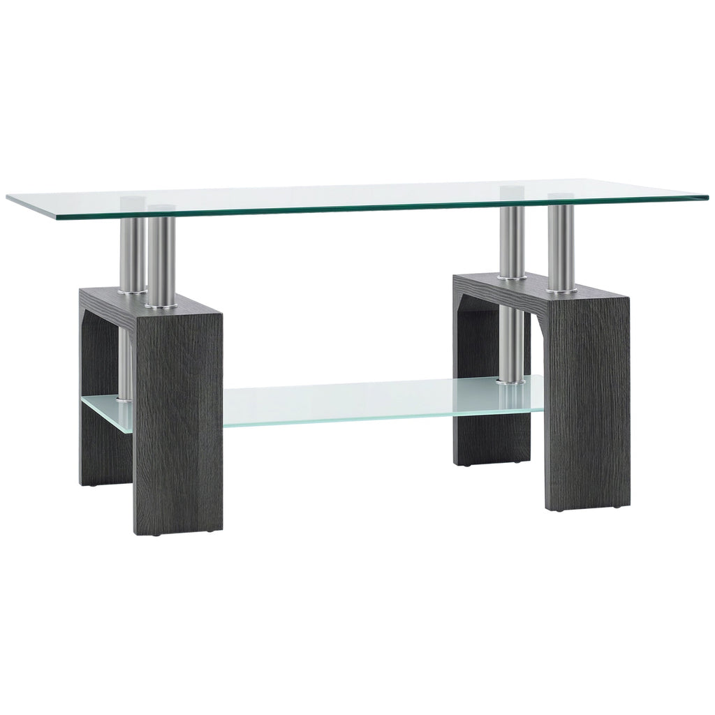 Sutton Rectangular Glass Coffee Table with Tempered Glass Top-Grey