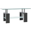 Sutton Rectangular Glass Coffee Table with Tempered Glass Top-Grey