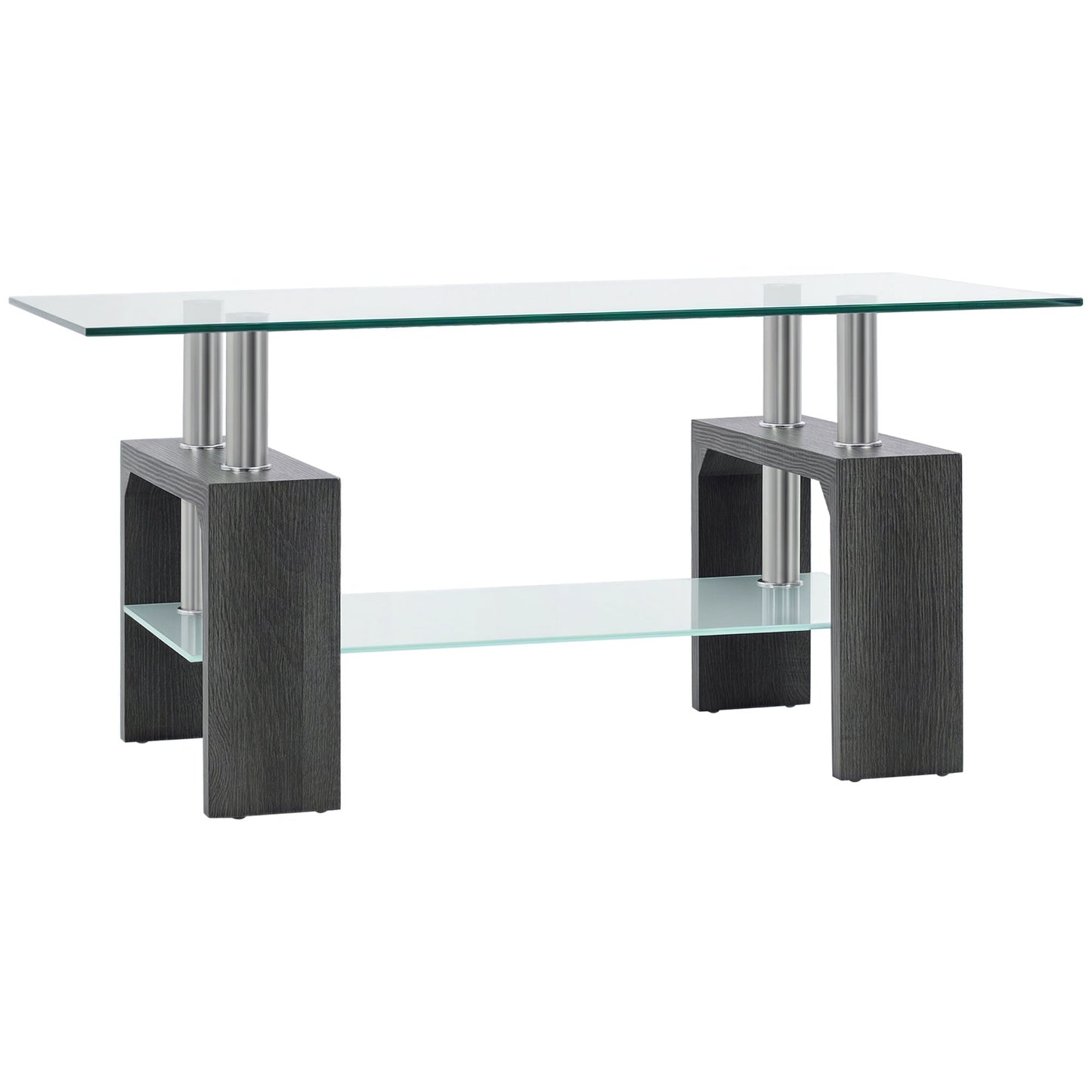 Sutton Rectangular Glass Coffee Table with Tempered Glass Top-Grey