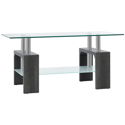 Sutton Rectangular Glass Coffee Table with Tempered Glass Top-Grey