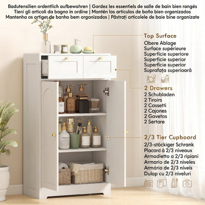 Bathroom Floor Cabinet with 2 Drawers - White