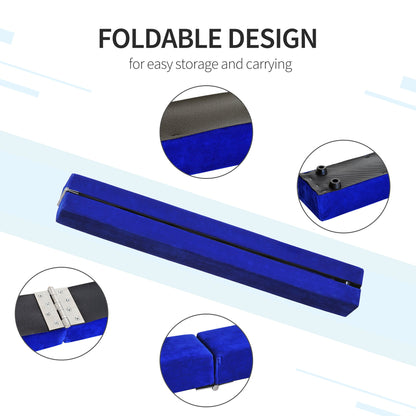7ft Folding Balance Beam, Gymnastics Beam with Wood Core, Blue