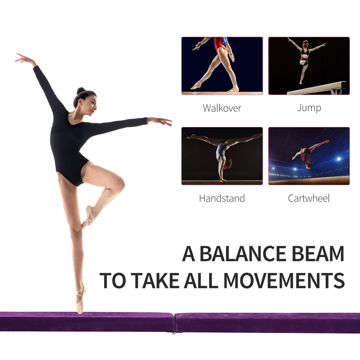 7ft Folding Balance Beam, Gymnastics Beam with Wood Core, Blue