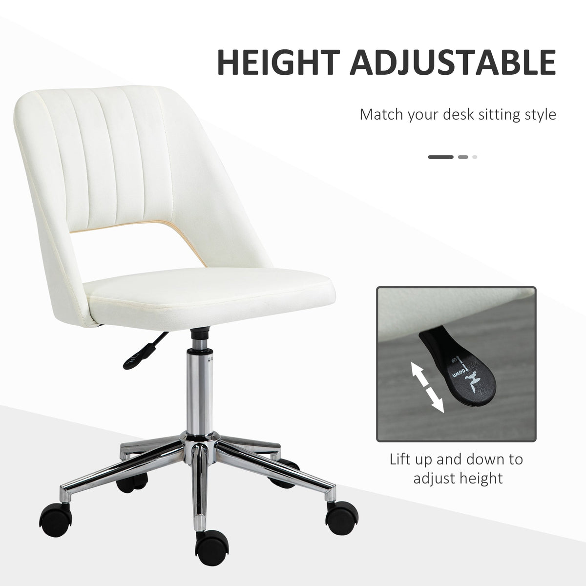 Mid Back Office Chair Velvet Fabric Swivel Scallop Shape Computer Desk Chair, Green