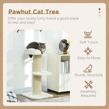 Cat Tree Kitty Tower with Sisal Mat Scratching Post, Cat Bed, Cushion, Perch, 18" x 18" x 36", Brown