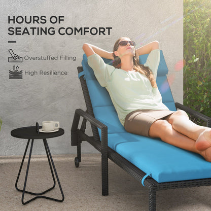 Patio Chaise Lounge Chair Cushion Replacement Sun Lounger Pads with Headrest and Ties, Beige
