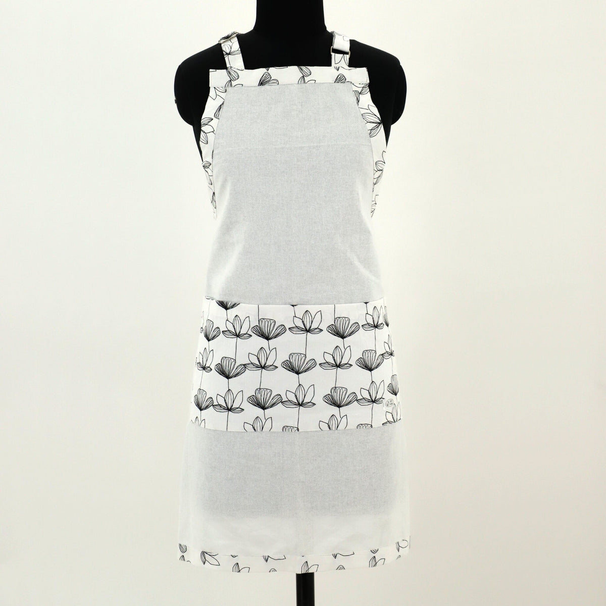 Designer B&W Flour Sack Aprons: 3 Styles