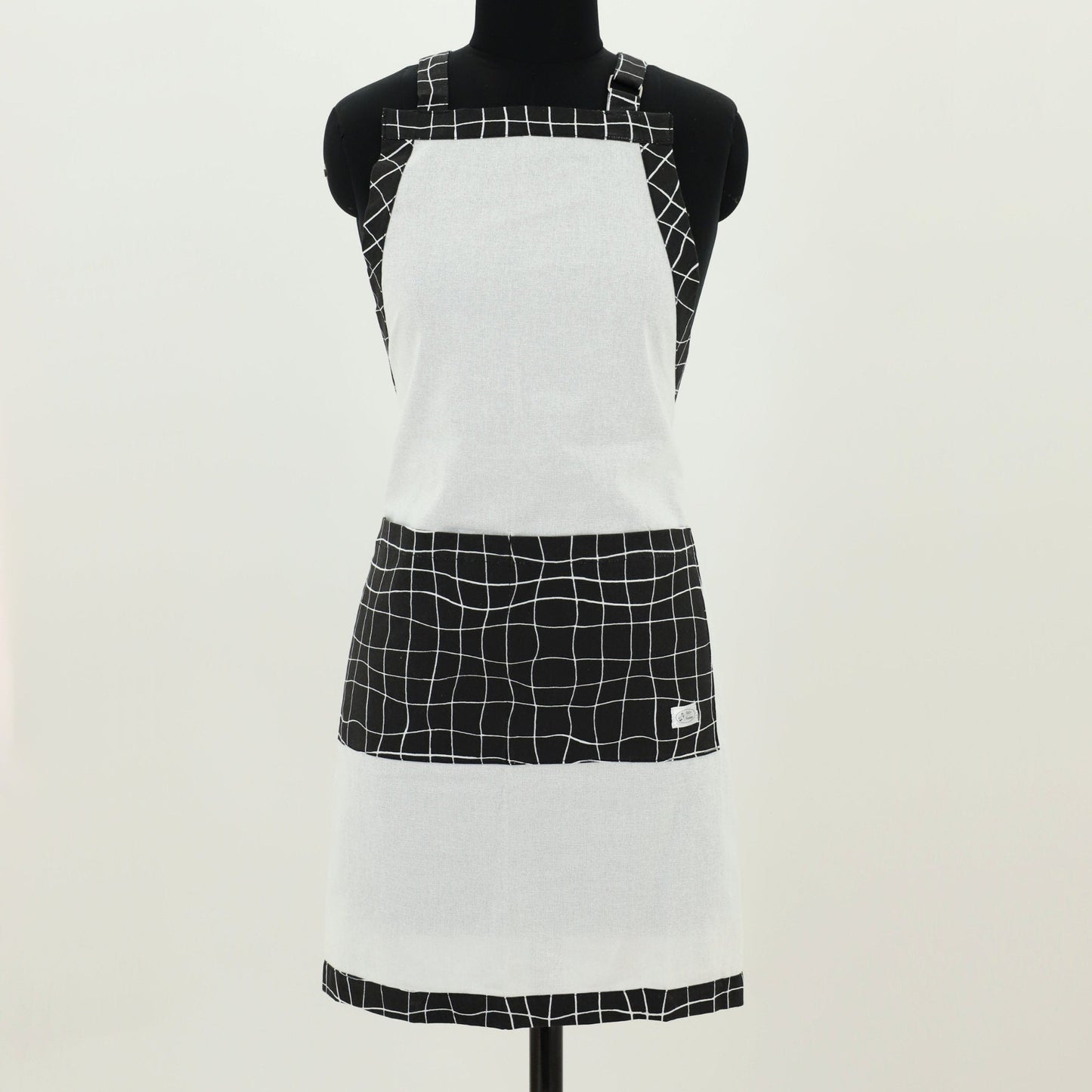 Designer B&W Flour Sack Aprons: 3 Styles