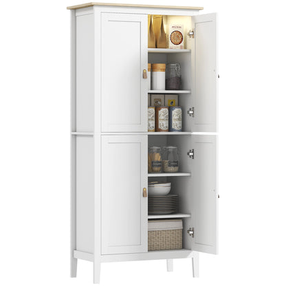 69.5" Tall Kitchen Pantry Storage Cabinet with Motion Sensor LED Light, Modern Kitchen Pantry Cabinet, Green