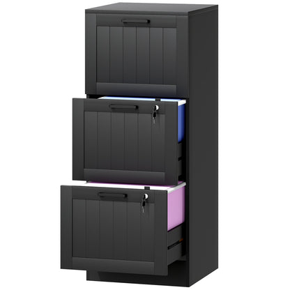 2 Drawer Filing Cabinet with Lock, Office Storage Cabinet with Adjustable Hanging Bars for A4 Letter Size Files, Black