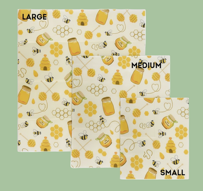 Reusable Beeswax Food Wraps (3-Pack) | Plastic-Free & Zero-Waste