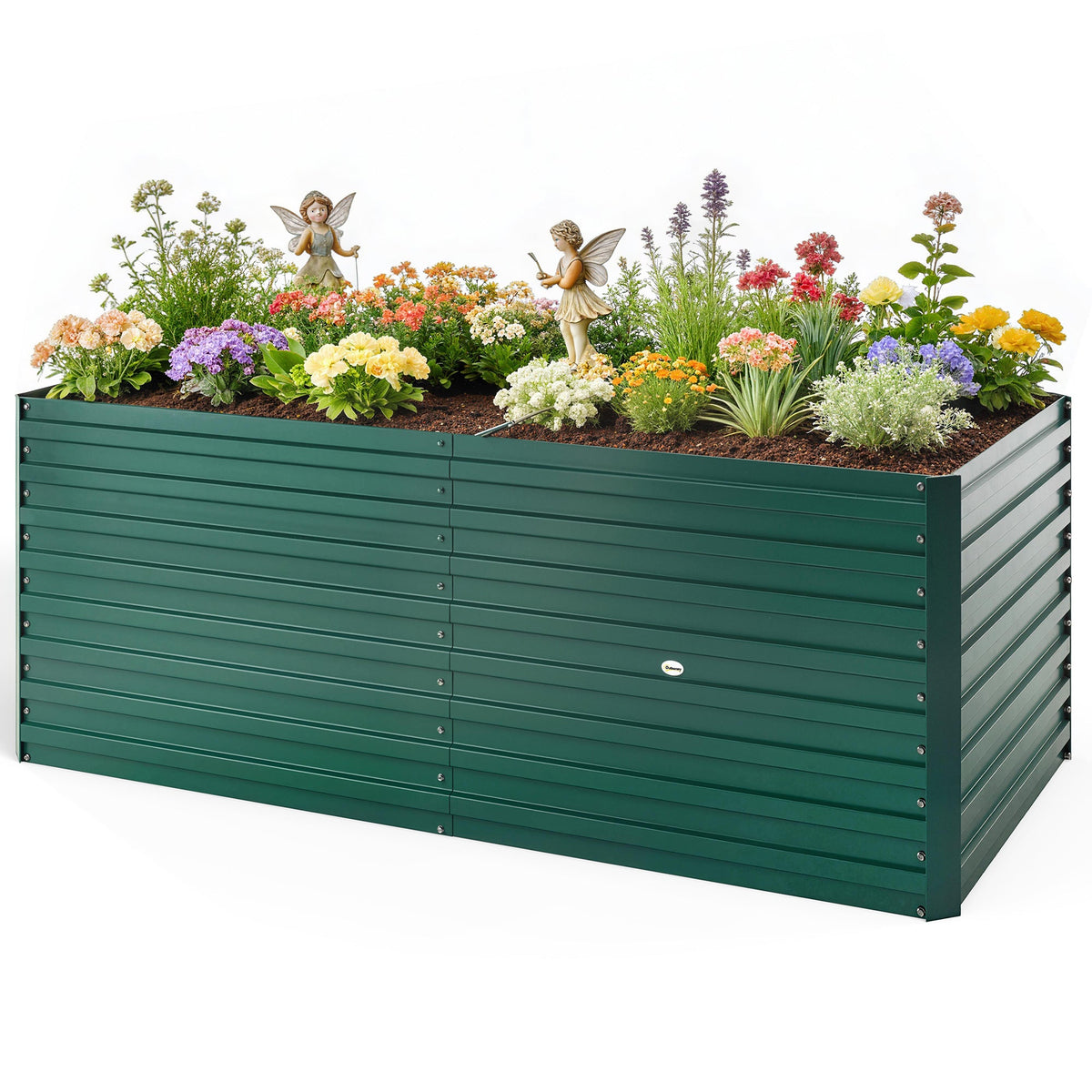 5' x 3' x 2' Raised Garden Bed, Galvanized Planter Box for Growing Flowers, Herbs and Vegetables, Black