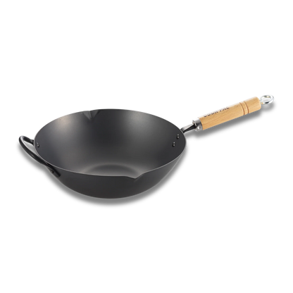 Yoshikawa Carbon Cook-Pal Ren Nitrided Carbon Steel Wok 36cm - Made in Japan