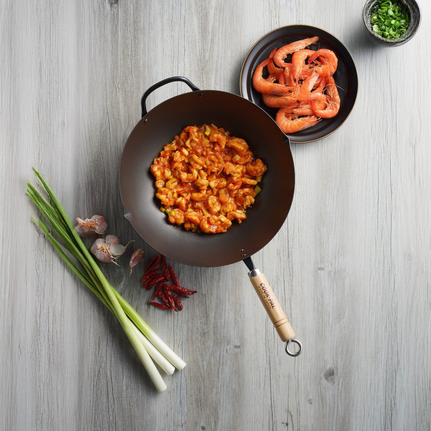 Yoshikawa Carbon Cook-Pal Ren Nitrided Carbon Steel Wok 36cm - Made in Japan
