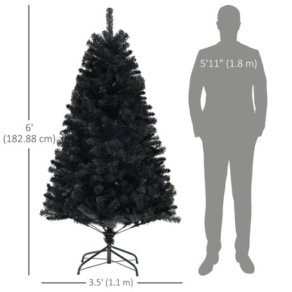 5ft Artificial Christmas Trees with Auto Open and Steel Base, Black