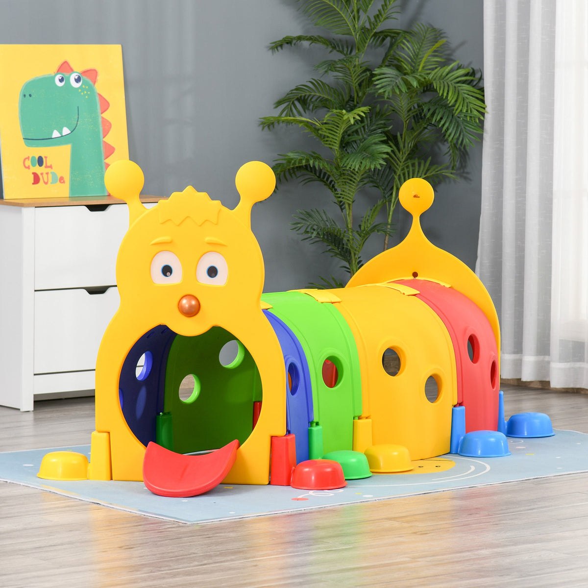 Caterpillar Design Tunnel for Kids to Crawl Through, for 3-6 Years, Multicolour